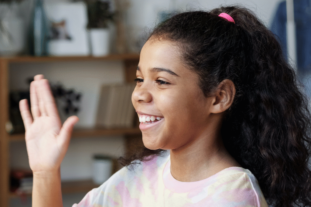 Kid with ADHD engaged in teletherapy session